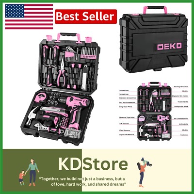 Stylish 126 Piece Pink Tool Set with Cordless Drill - Essential for Every Woman
