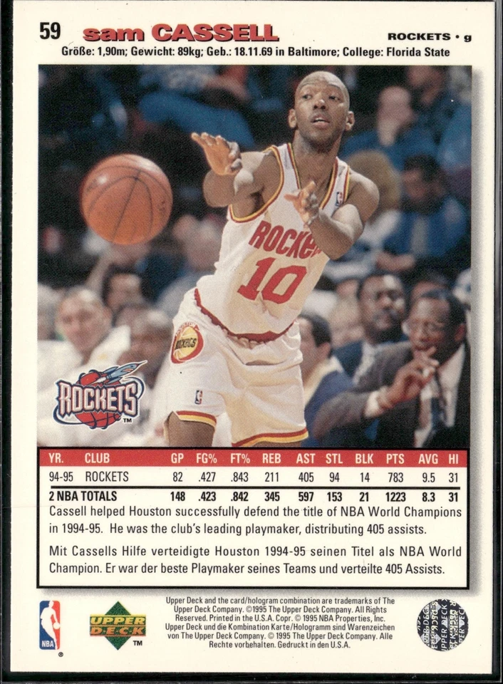 1995-96 Collector's Choice Spanish I #59 Sam Cassell - Image 2 of 2