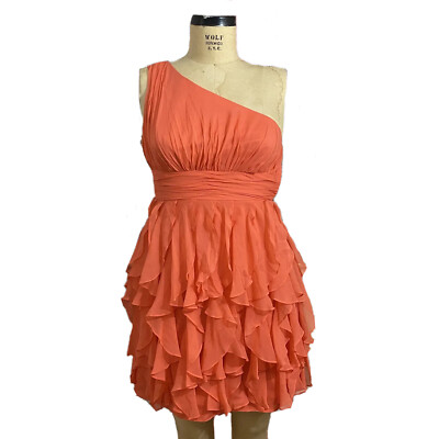 tibi one shoulder dress NWT Tibi NY waterfall ruffle coral one shoulder mini dress sz 8