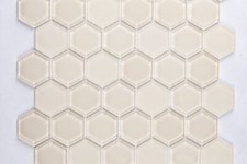 Warm White 2" Hexagon Mosaic Glass Tile Perfect for Backsplash, Bathroom,Wall