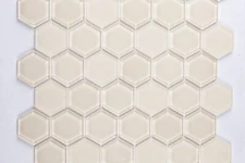 Warm White 2" Hexagon Mosaic Glass Tile Perfect for Backsplash, Bathroom,Wall