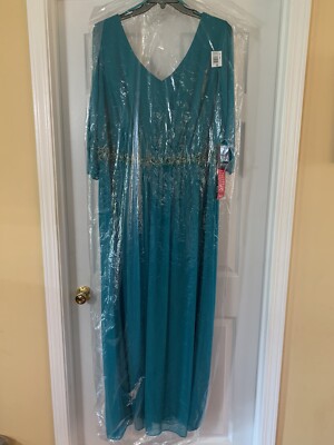 Marina V-Neck Beaded Gown in Green at Nordstrom Rack, Size 22W