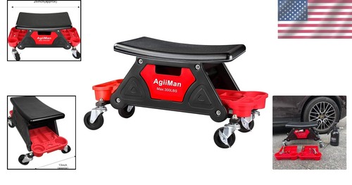 Ergonomic Rolling Stool for Garage - Automotive Creeper Seat with Tool Storage - Picture 2 of 8