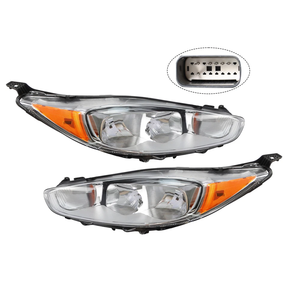 铬卤素车头灯总成带灯泡适用于福特 Fiesta S ST SE 2014-2019 — 第 3/4 张图片