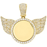10K Gelbgold Diamant Engel Speicher Fotorahmen Medaillon AnhäNger 2.96 Karat
