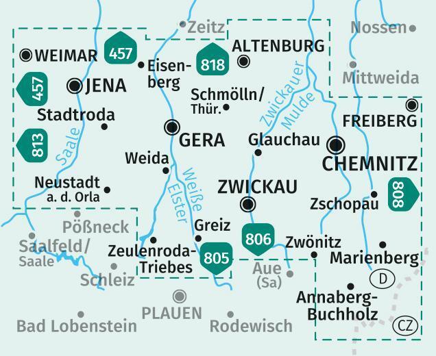 Thumbnail - Kompass Wanderkarten-set 804 Ostthüringen, Zwickau, Chemnitz (2