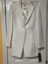 Vtg NWT 3pc Jones New York Suit White Jacquard Skirt Blazer Top Sz 10P 640