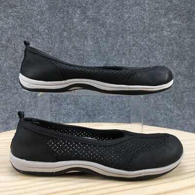 Easy Street Sneaker Womens 8W Wide Black Stern Slip On Laser Cut Out Comfort