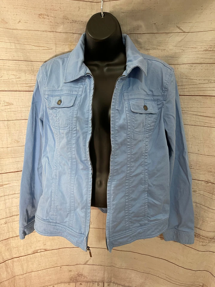 Amber Sun Women’s Blue Denim Front Pockets Full Zip Jacket Size M - Image 3 of 4