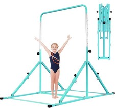 Upgrade Foldable Gymnastic Bar with Mat for Kids Ages 3-12, 200 Lbs Weight Capac