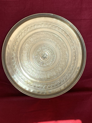 Very Large Engraved Solid Brass Charger With Bull & Matador Pattern,22” Diameter - Picture 1 of 7