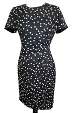 David Warren Petites New York Dress Black White Polka Dot Size 6P Short Sleeve