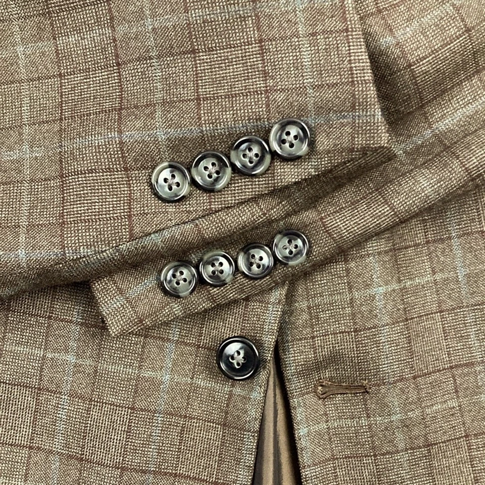 KITON Pure Cashmere Sport Coat Blazer Jacket Glen Plaid 52/42 Short - Image 4 of 4