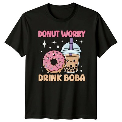 Donut Worry Drink Boba T-Shirt Kawaii Essen Trinken Foodie Geschenk