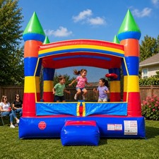 Inflatable Bounce House Commercial Kids Toddlers Rainbow Jump Castle with Blower