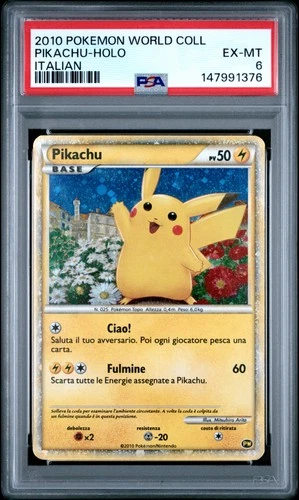 2010 POKEMON WORLD COLL ITALIAN PIKACHU-HOLO PSA 6