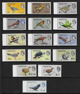Mauritius 1965 BIRDS set of 15 2c Rs.10 MINT NH