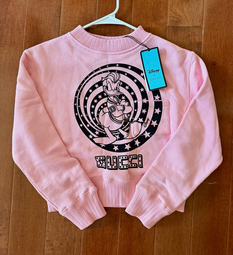 Deadstock Disney x Gucci Pink Donald Duck Graphic Crewneck Cotton Sweatshirt S