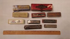 Antique harmonica lot M. Hohner chromonica musical instrument lot