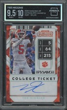 2020 Contenders DP Cracked Ice College Ticket Tee Higgins /23 RC Auto Areana 9.5