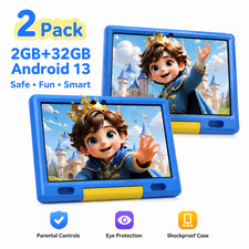 2PCS AEEZO 10" Kids Tablet Android 13 Ouad-Core 2 32GB 5000mAh WiFi Dual Camera