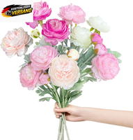 KüNstliche Blumen SträUßE Set 5Er Pfingstrosen Ranunkeln SchöNe Dekoration