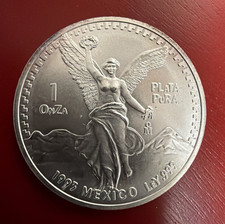 1993 1 Oz .999 Silver Mexico Mo Libertad 1 Onza Plata Pura BU Mexican Silver  