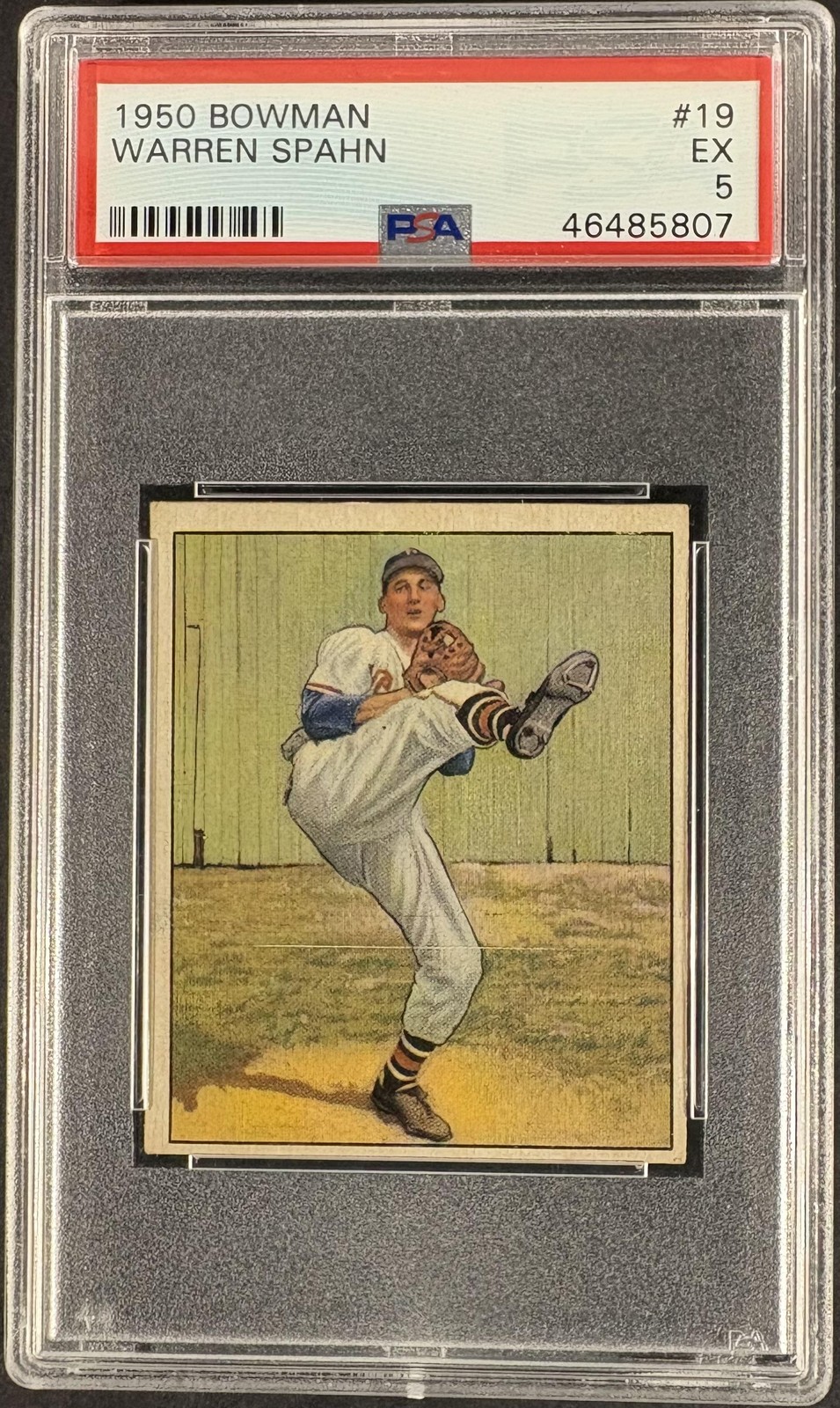 1950 Bowman #19 Warren Spahn PSA 5 EX New Label