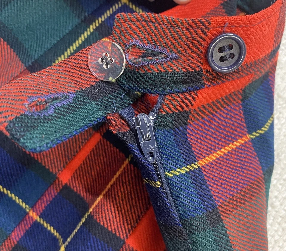 复古 Pendleton 格纹裙 100% 处女羊毛 Midi 10 百褶 — 第 4/4 张图片