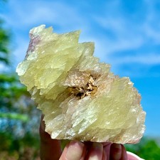 499G Natural Yellow Thousand-layer Petal Calcite Crystal Specimen Rough/China