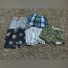 Boys Kids Patterned Shorts Set, Lot of 5, 6-9 month shorts