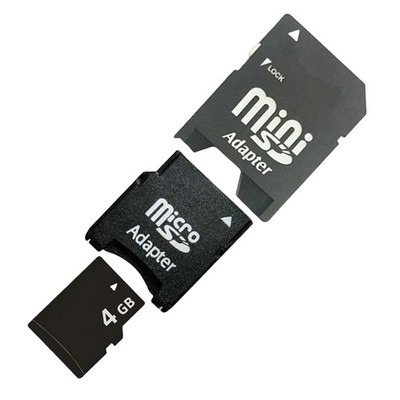 Micro SD Card TF 4GB + Micro SD Adapter + miniSD Adapter MiniSD to SD Adapter