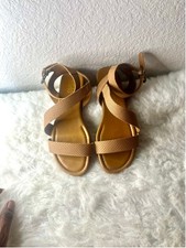 Franco Sarto Gustar Flats Leather Buckle Sandals Women Size 8M