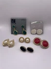 Lot Of 6 Vintage Earrings - Women’s Costume Jewelry Bundle - Gold Tone