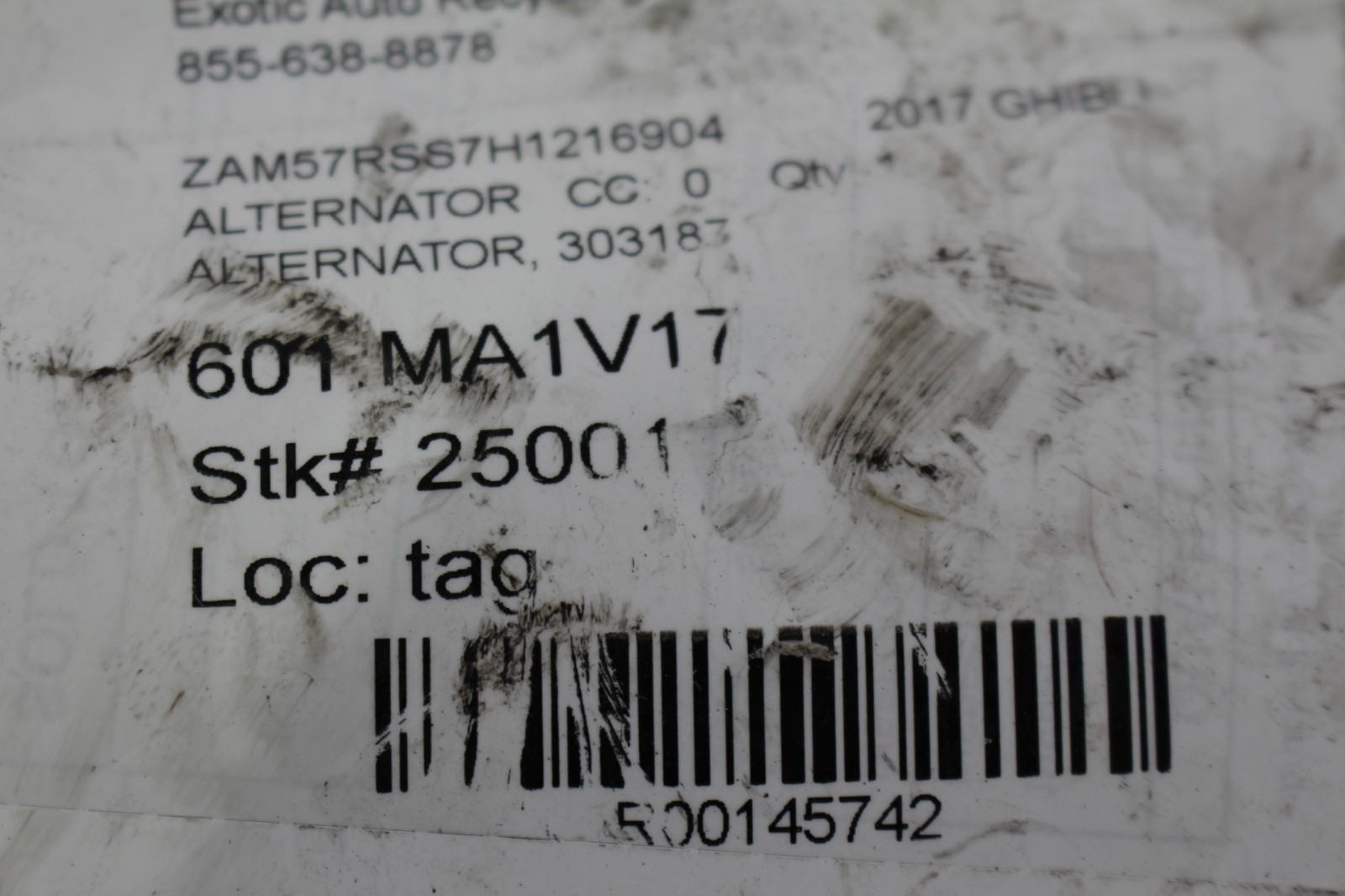 Maserati Ghibli, Alternator, Used, P/N 303187