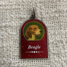 Silver Toned Red Glitter Beagle Dog Breed Charm Pendant