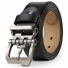 Belts for Men Big and Tall,Mens Belt Leather 52"-54"/ Belt Length 150cm Black