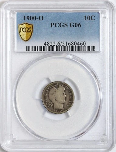1900-O 10c Barber Silver Dime PCGS G06 Good - Better Date - New Orleans