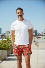 Cremieux Swimwear Men's Swim Trunks Shorts Lined Red Floral Size Large EUC