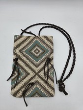 Tapestry Boho Style Purse with Shoulder Strap Large Button in Front