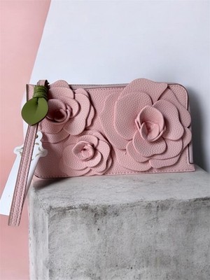 Nanette Lepore wristlet wallet floral three multi-layered, textured leather 3D..