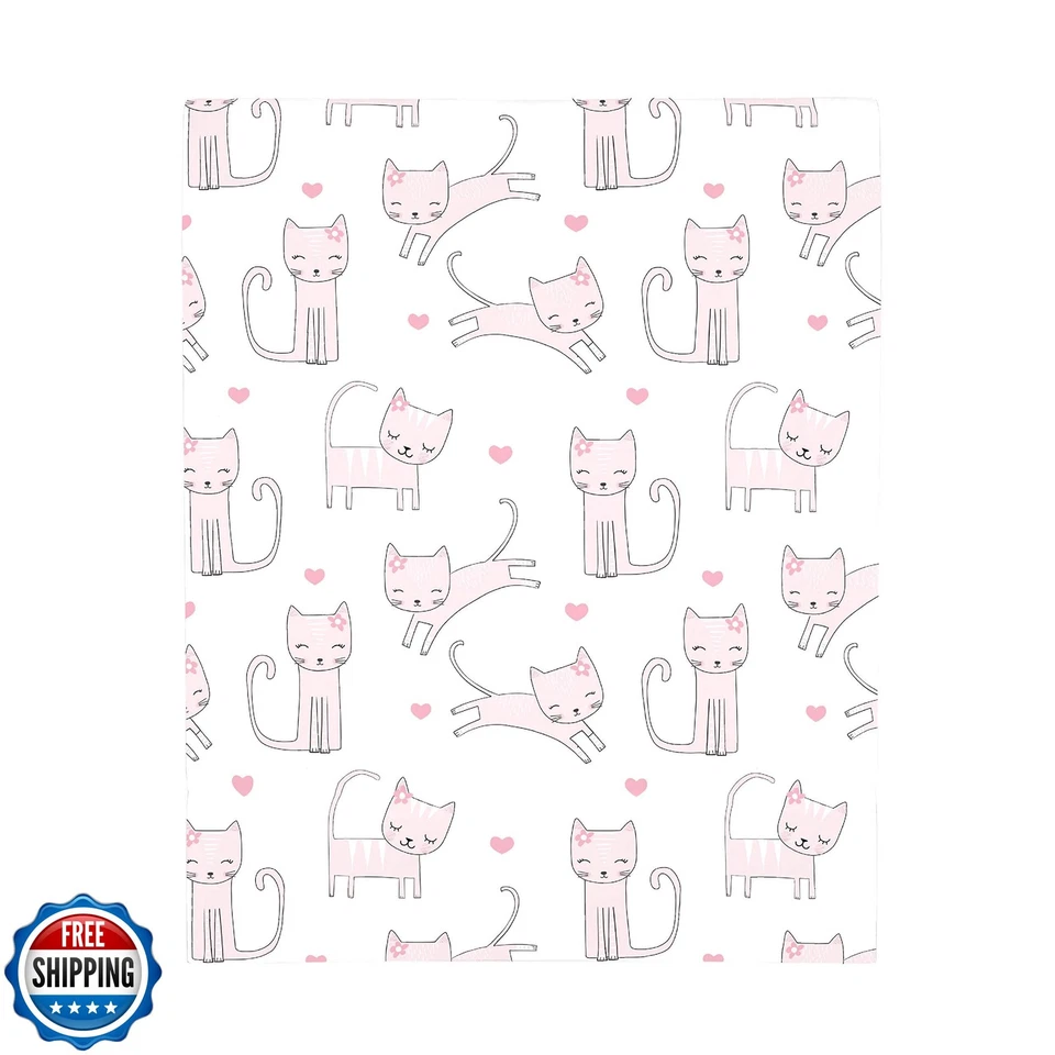 Sábana bajera ajustable NoJo súper suave rosa y blanco purrdy gatito gato, rosa, blanco Foto 2 de 2