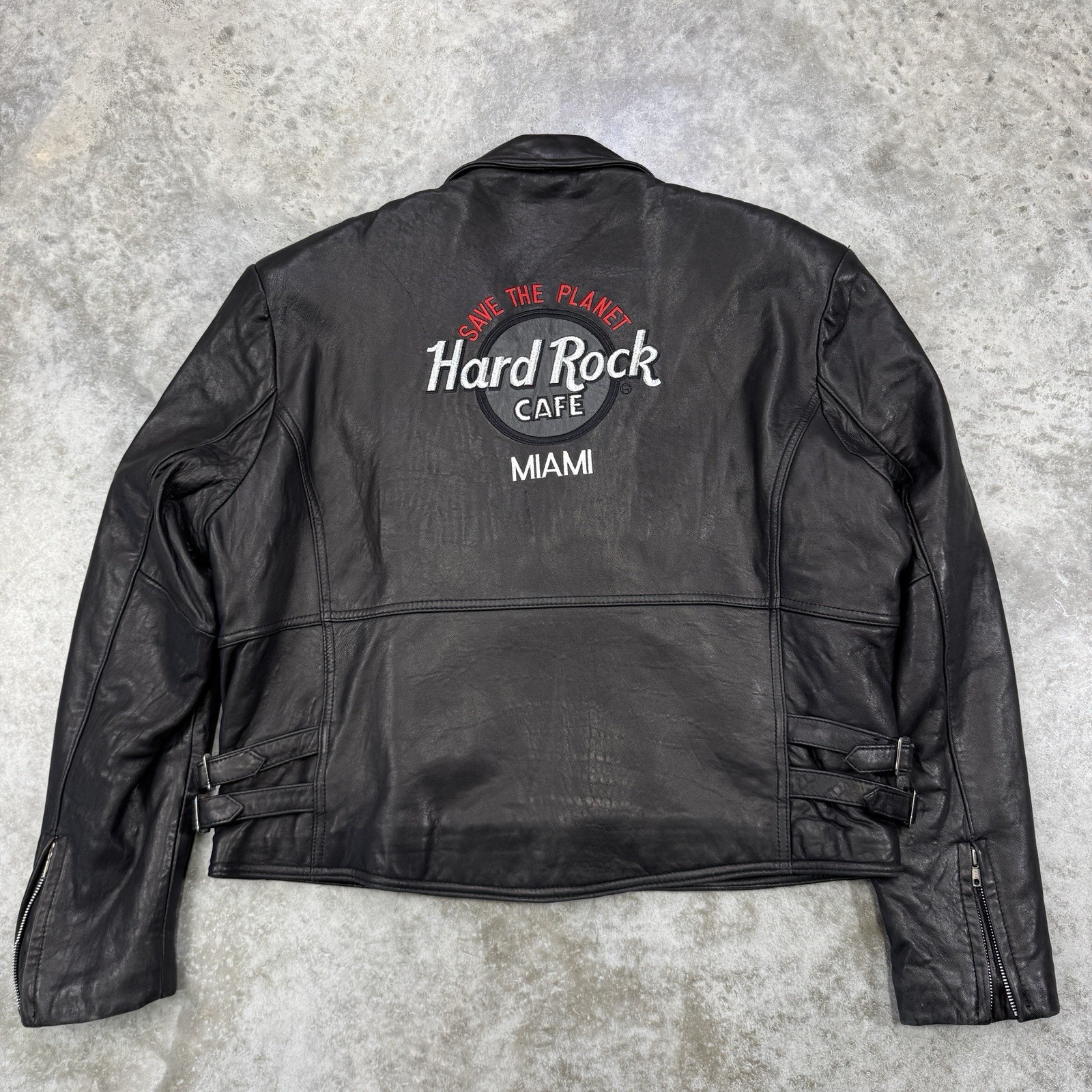 Vintage Hard Rock Cafe jacket mens extra large leather Miami motorcycle biker