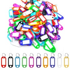 150 Pcs Key Tags, Plastic Key Labels with Split Ring Label Window, Colored Ke...