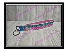 Mermaid Faux Leather Keychain Wristlet Zipper Pull Key Fob Gift Handmade