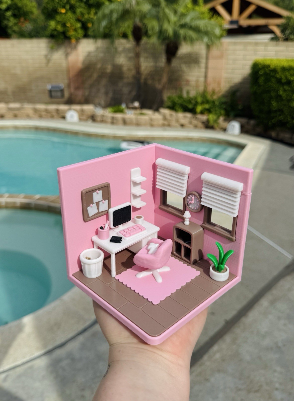 Style Your Own Miniature Dollhouse Pink Office Set With Furniture Accessories