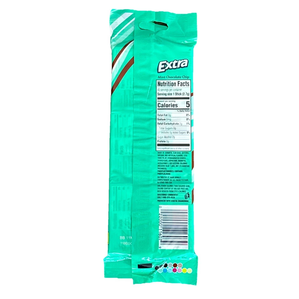 Wrigley's Extra 3 Pack Mint Chocolate Chip Sugarfree Gum - NEW DISCONTINUED RARE - Image 2 of 2
