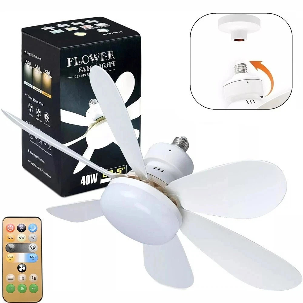 Socket Fan Light Ceiling Fans With Lights And Remote Dimmable LED Ceiling Fan US