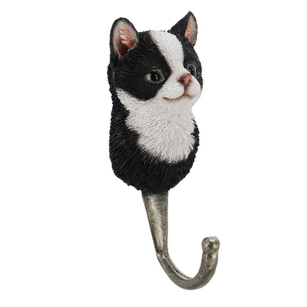 Esschert Design Garderobenhaken Katzenkopf Schwarz & Weiß 11,8 Cm - Polyresin-image