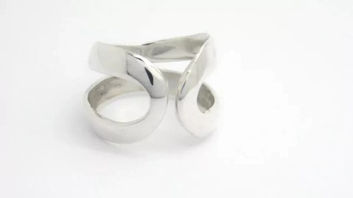 925 Sterling Silver Statement Ring Minimalist Wide Band Abstract Cutout ebay siz